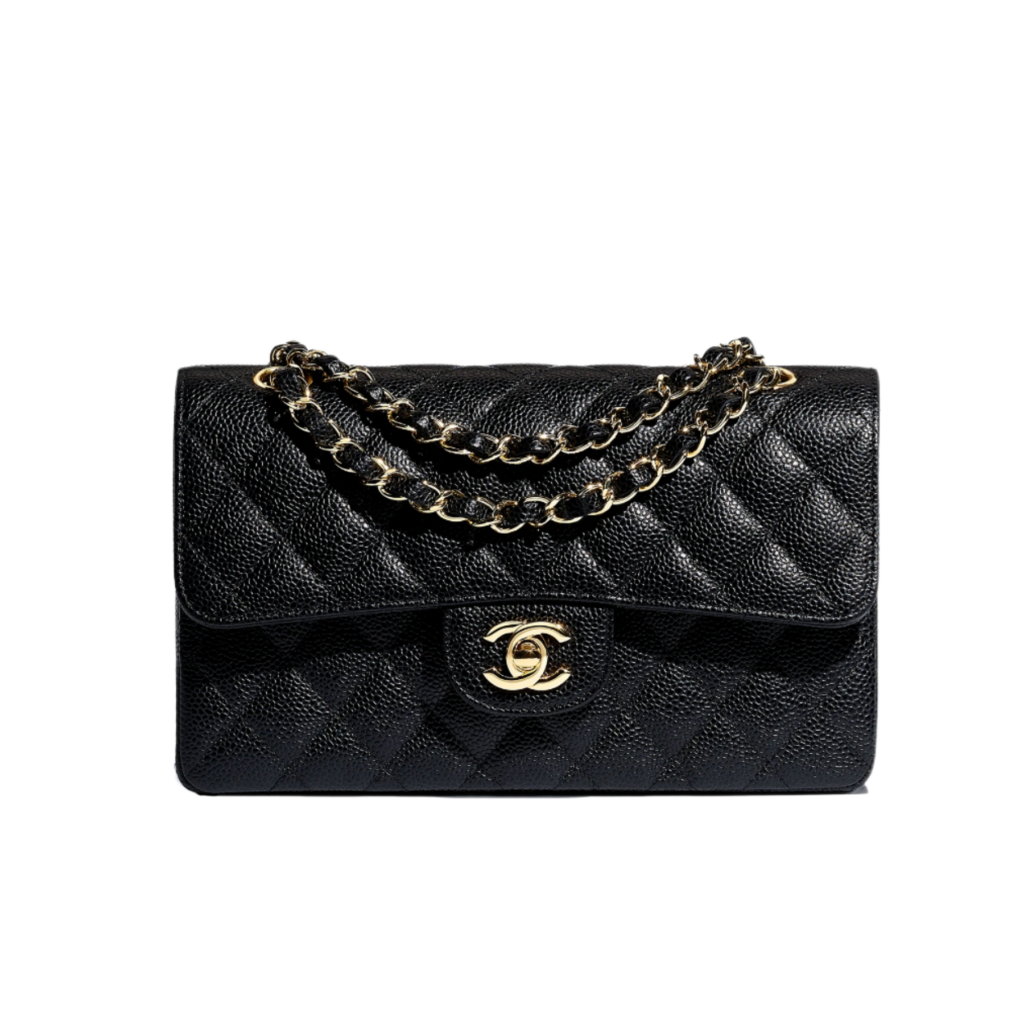 シャネル  A01113 マトラッセ Wフラップ チェーンバッグ 23 キャビアスキン ブラック