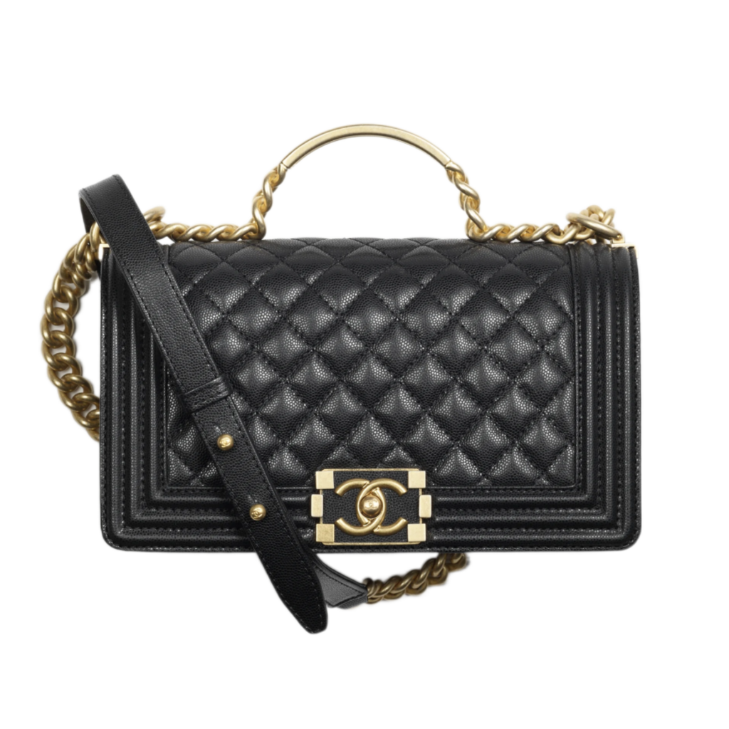 シャネル  A94804 ボーイシャネル トップハンドル フラップ キャビアスキン